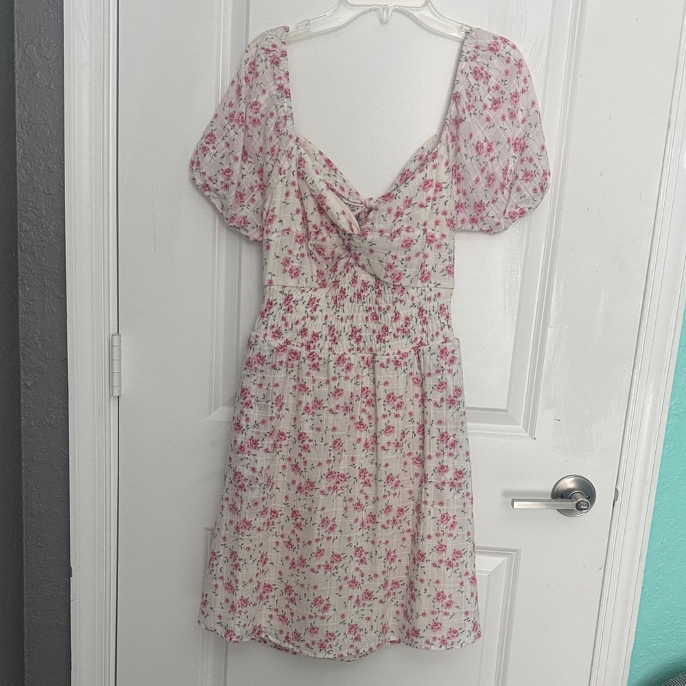 As U Wish Pink Floral Mini Dress